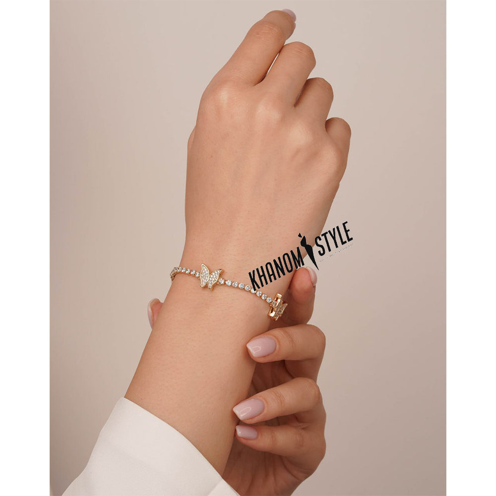 دستبند تنیسی طرح پروانه نگین دار  ژوپینگ کد B509