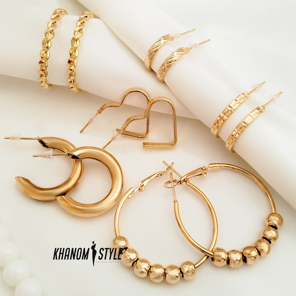 پک گوشواره زنانه طلایی E901T5 