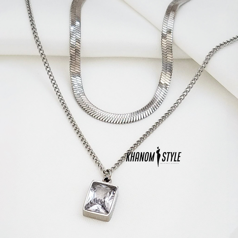 گردنبند دولاین ماری و نگین دار N9010