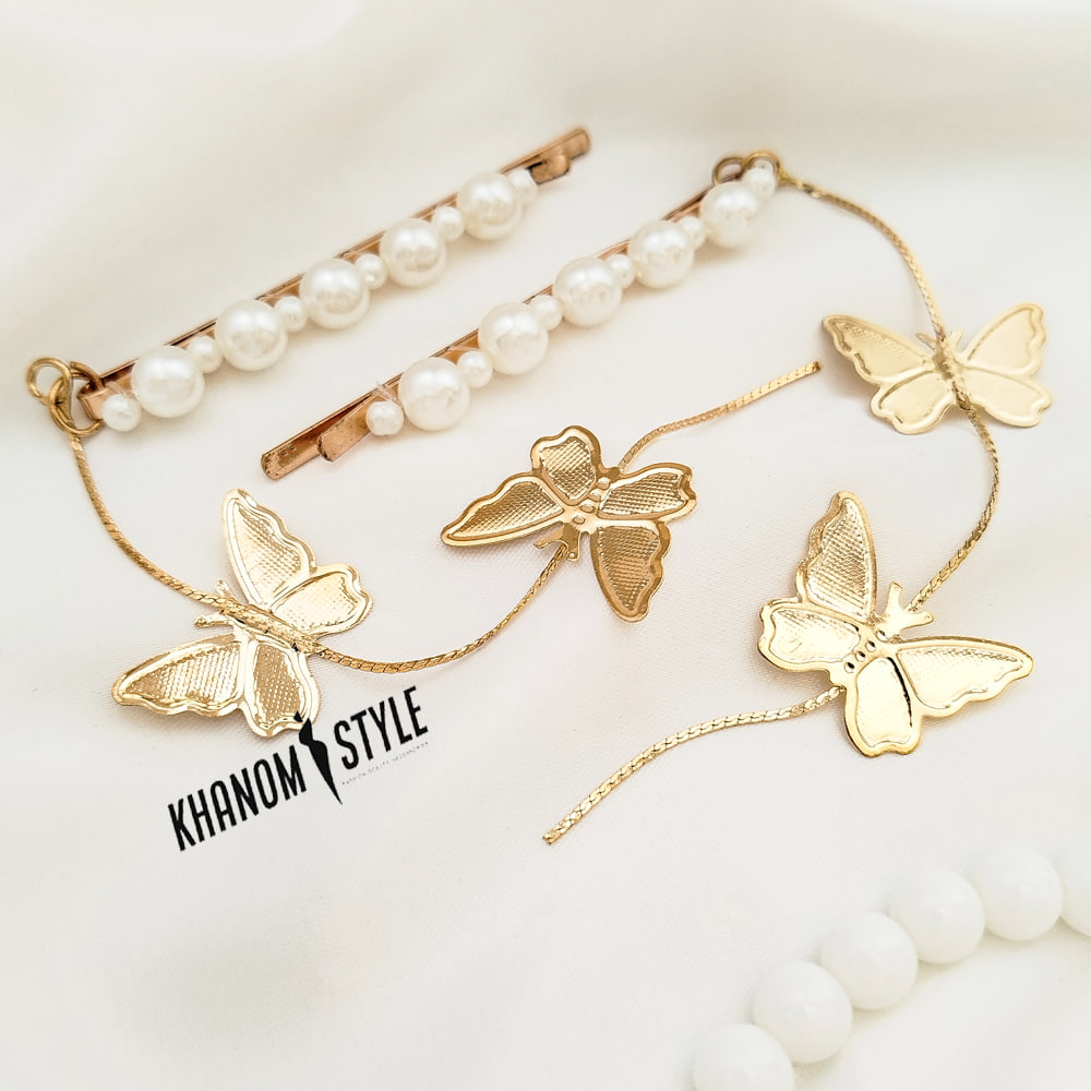 سنجاق مو مجلسی زنانه طرح مروارید دو عددی HC8013