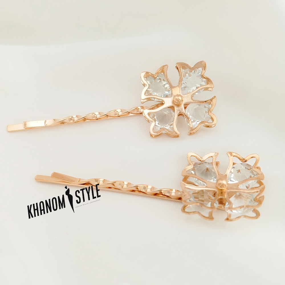 سنجاق مو مجلسی زنانه طرح گلبرگ پک دو عددی HC8019T2