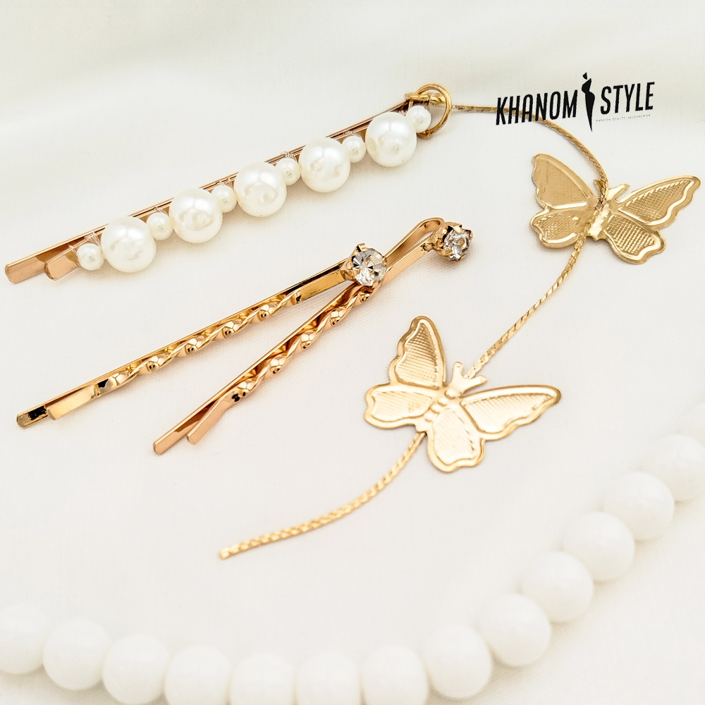 پک سنجاق مو مجلسی زنانه طرح مروارید HC808